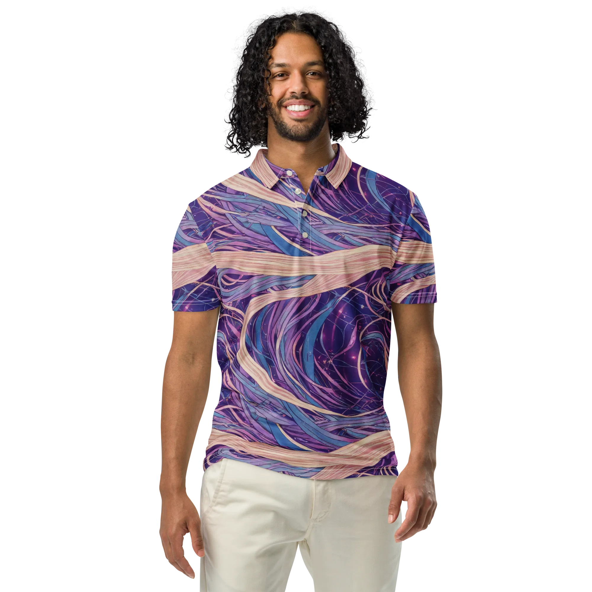 Moonlit Filament on Men's Slim Fit Polo Shirt — Front