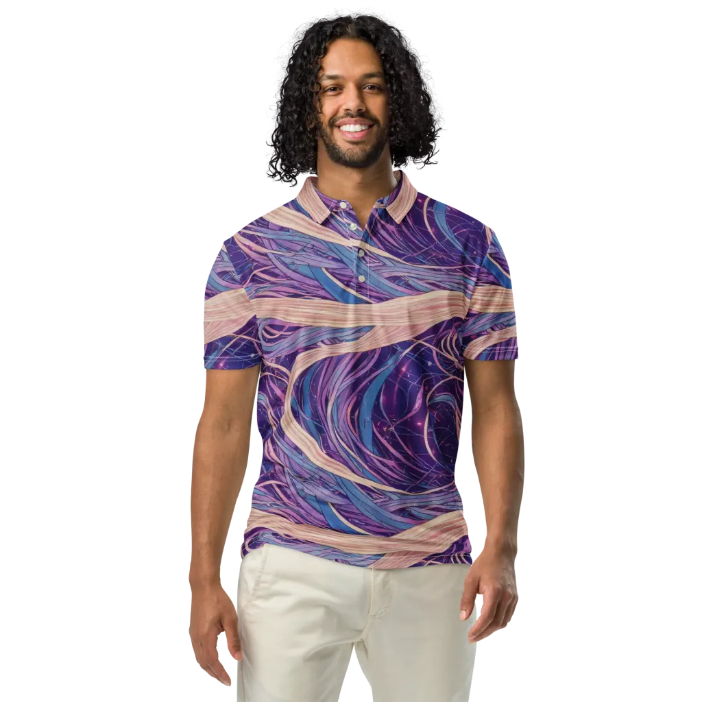 Moonlit Filament on Men's Slim Fit Polo Shirt — Front