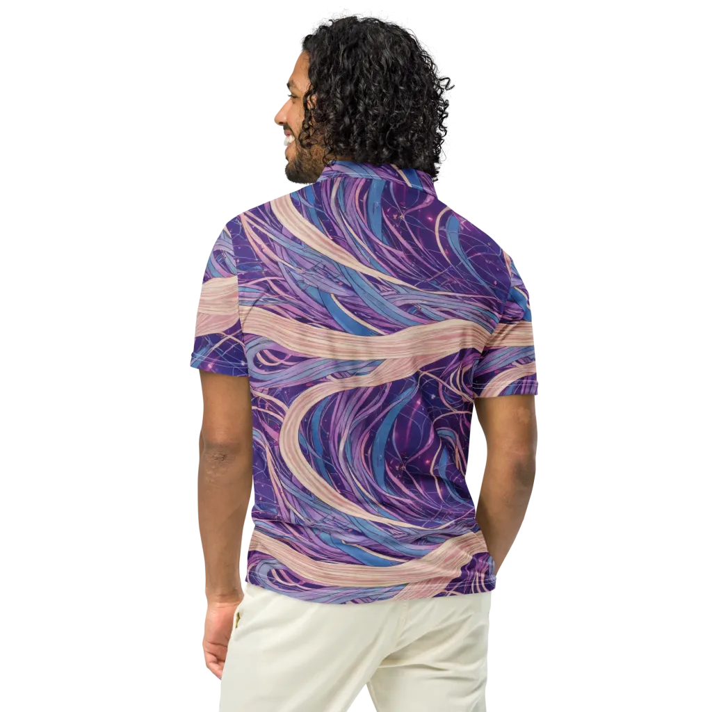 Moonlit Filament on Men's Slim Fit Polo Shirt — Back