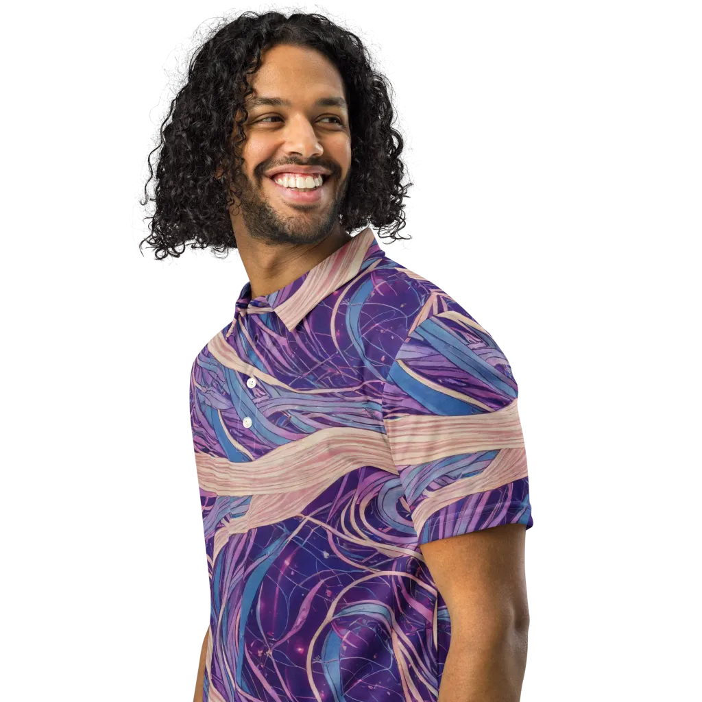 Moonlit Filament on Men's Slim Fit Polo Shirt — Left Front