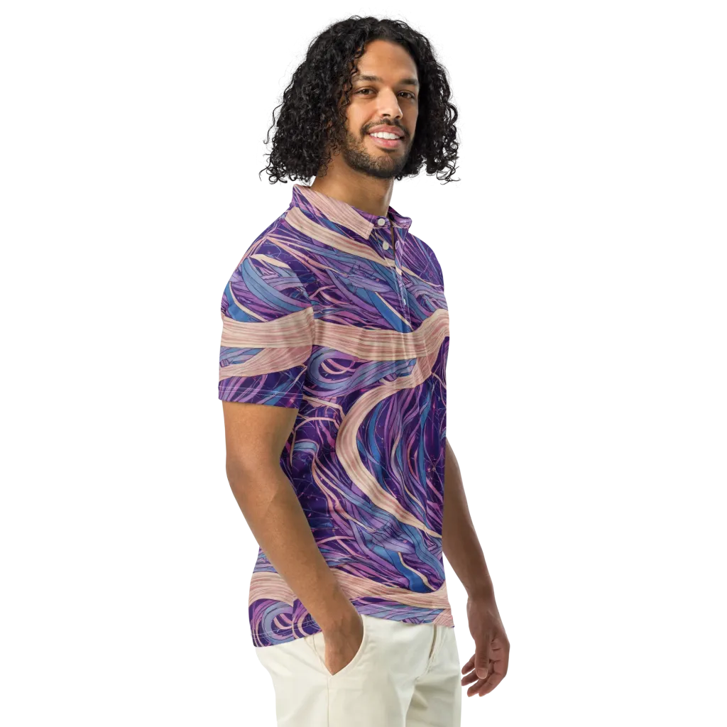 Moonlit Filament on Men's Slim Fit Polo Shirt — Right Front