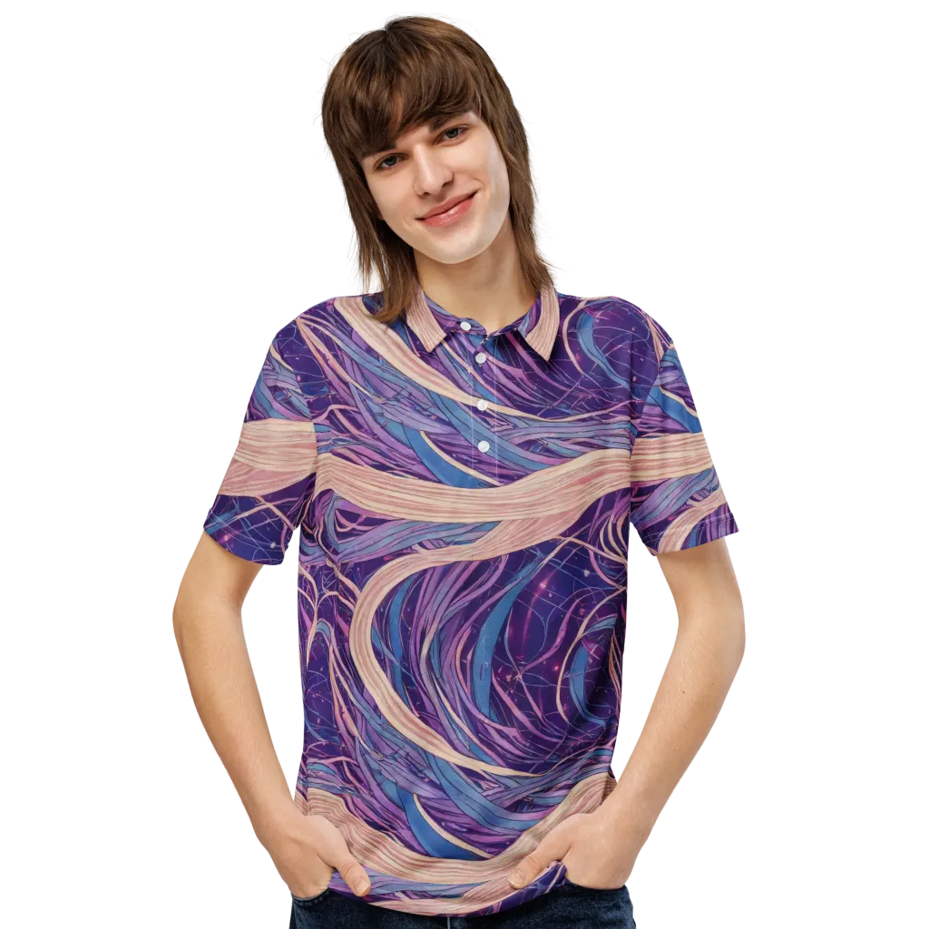Moonlit Filament on Men's Slim Fit Polo Shirt — Front
