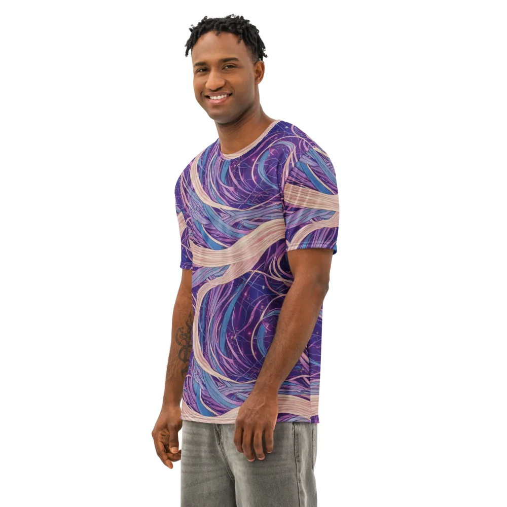 Moonlit Filament on Men's Cotton Crew Neck T-Shirt — Left Front
