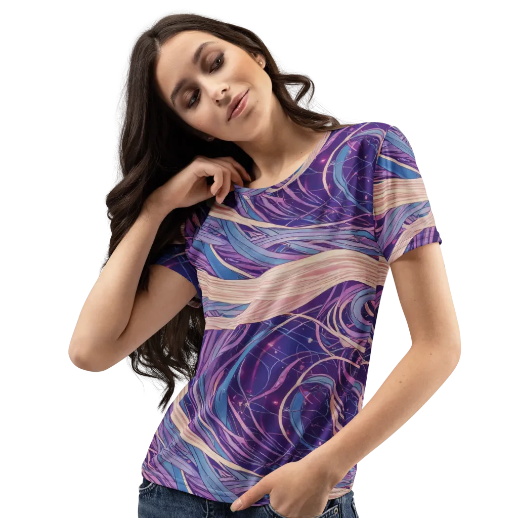 Moonlit Filament on Women's Crew Neck T-Shirt — Left Front