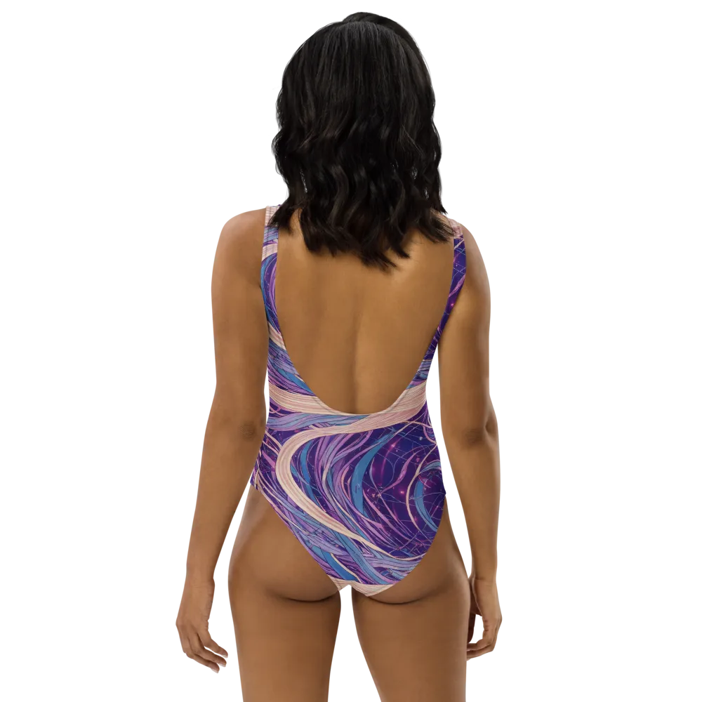 Moonlit Filament on One-Piece Swimsuit — Back