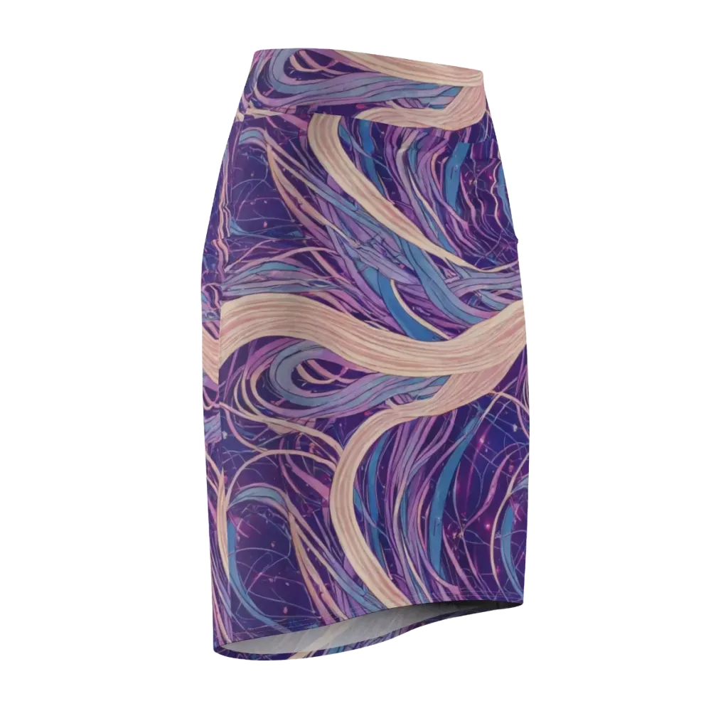 Moonlit Filament on Pencil Skirt — Front Side