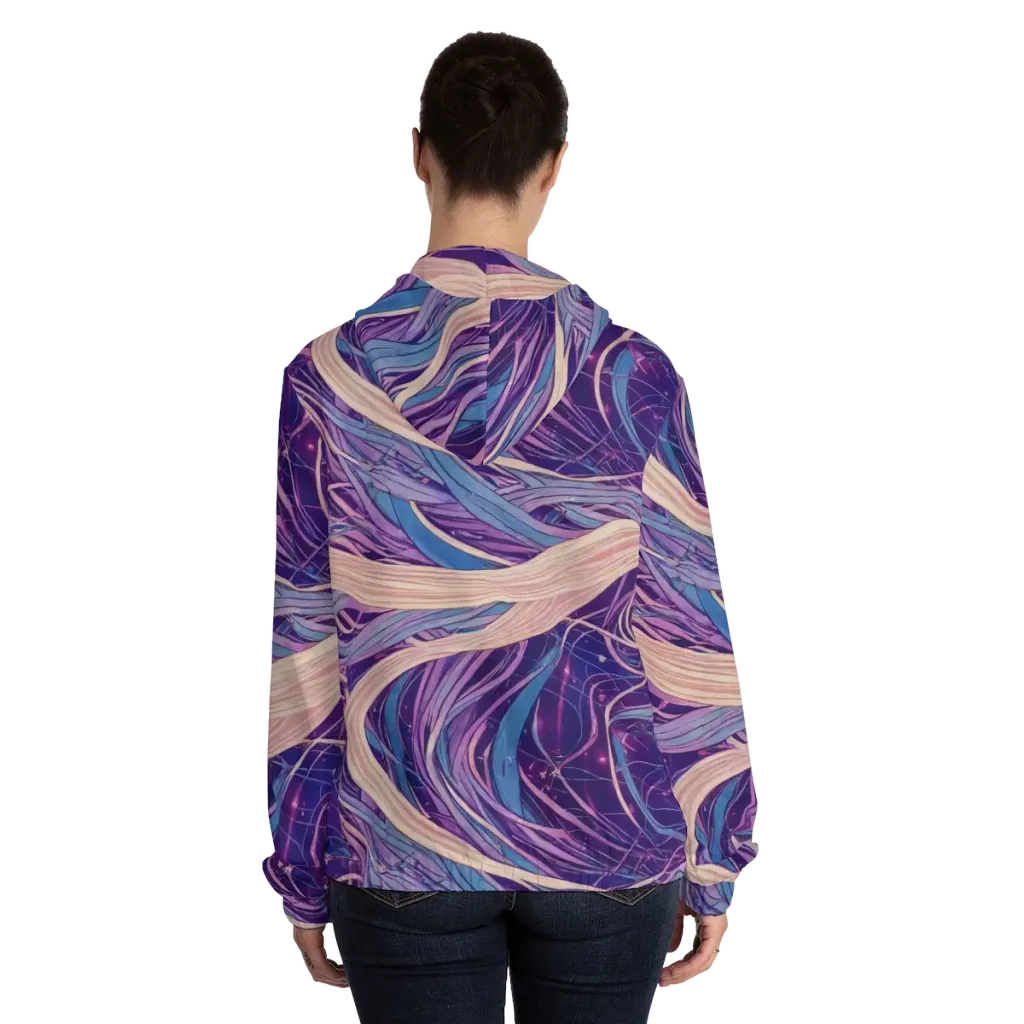 Moonlit Filament on Women's Full-Zip Hoodie — Back On Person