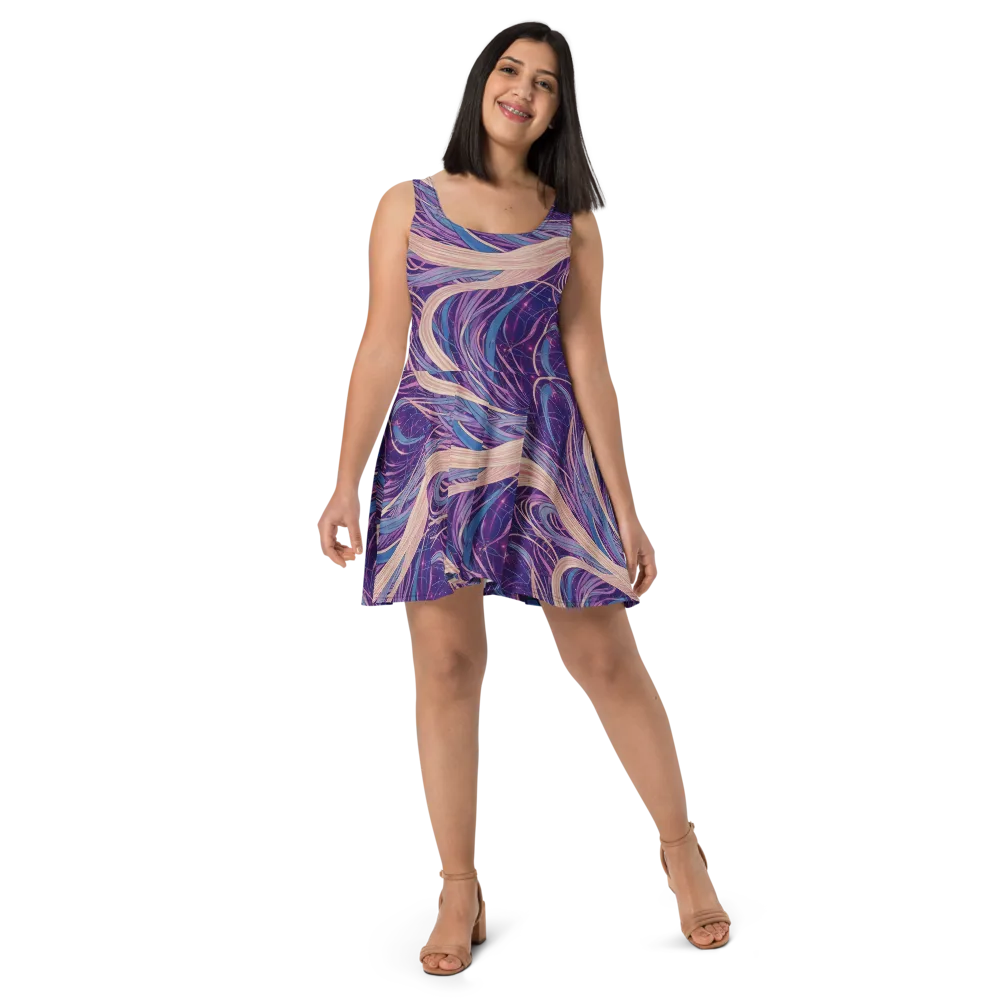Moonlit Filament on Skater Dress — Front