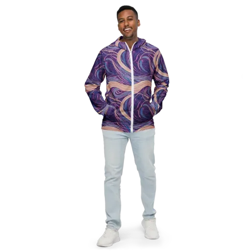 Moonlit Filament on a Men's Windbreaker