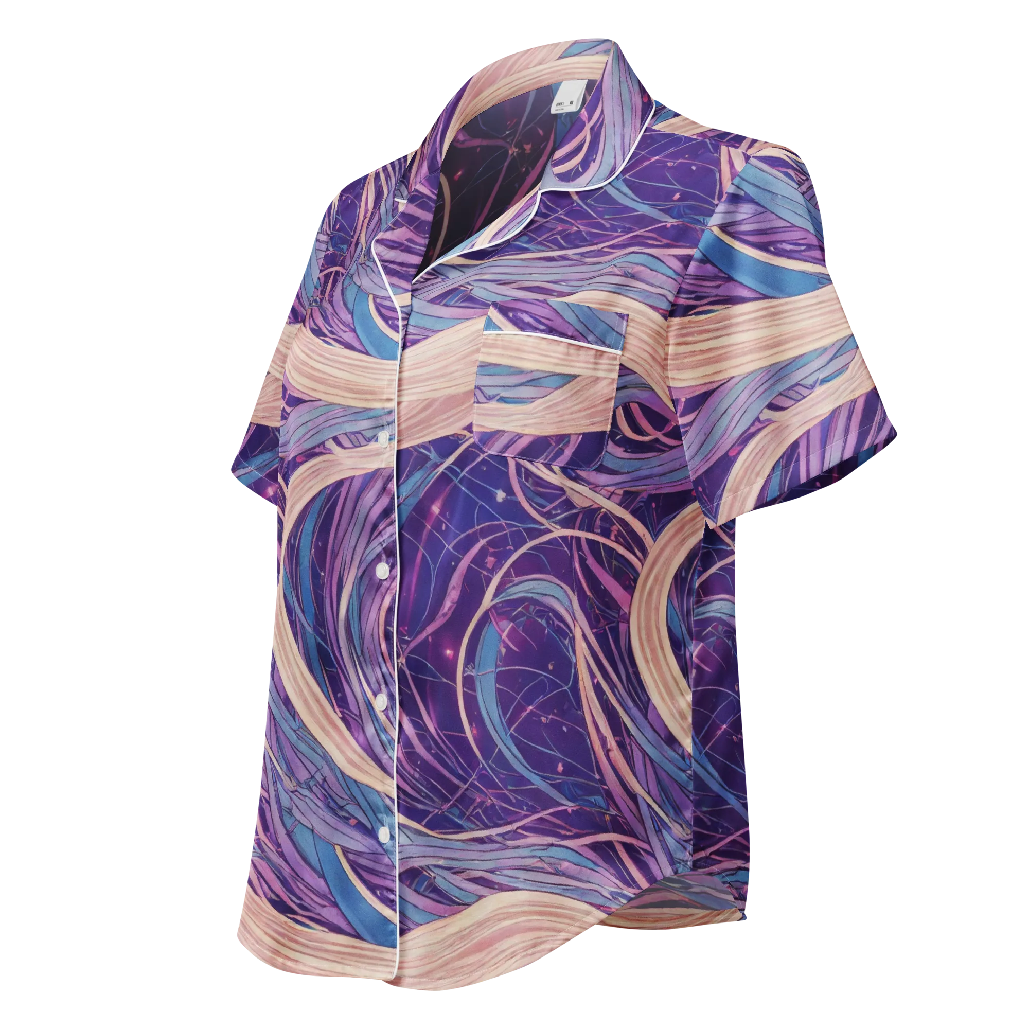 Moonlit Filament on Women's Short Sleeve Pajama Top — Left Front