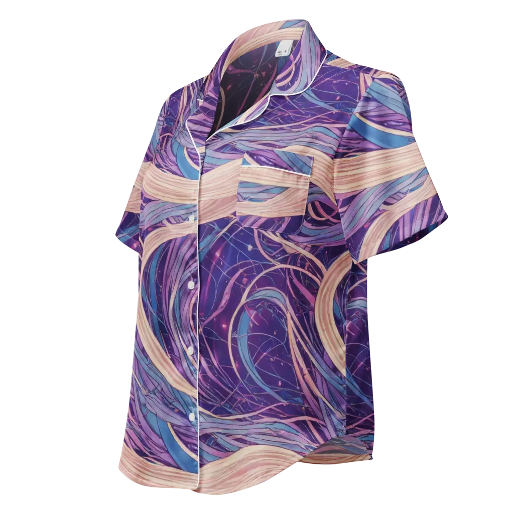 Moonlit Filament on Women's Short Sleeve Pajama Top — Left Front
