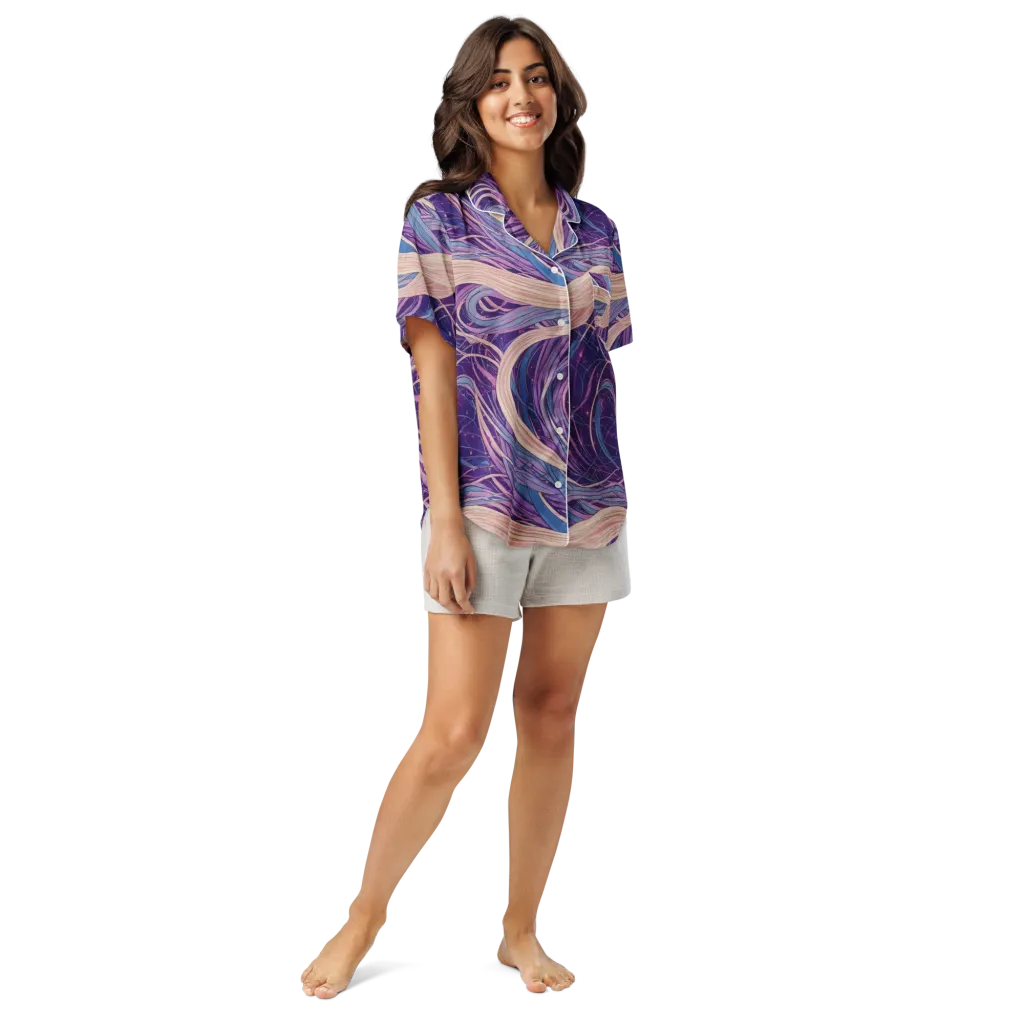 Moonlit Filament on Women's Short Sleeve Pajama Top — Front
