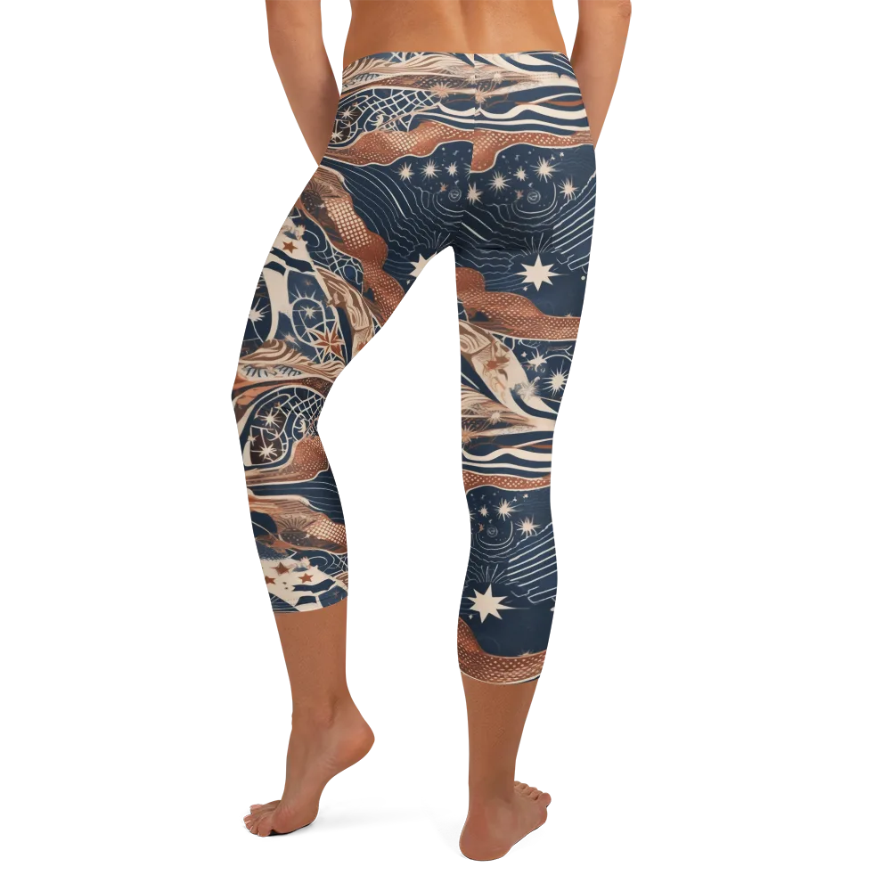 Midnight Meridian on Capri Leggings — Back