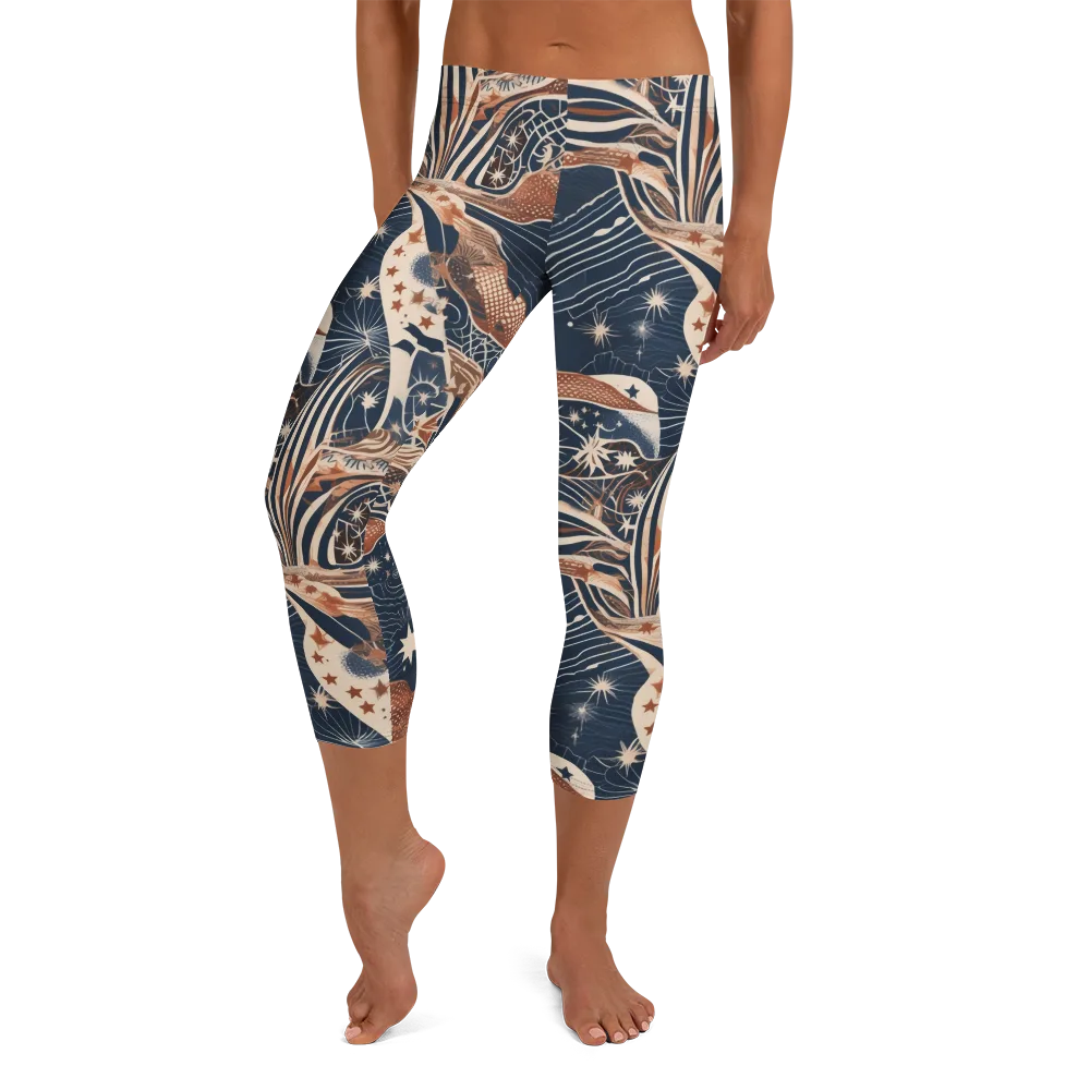Midnight Meridian on Capri Leggings — Front
