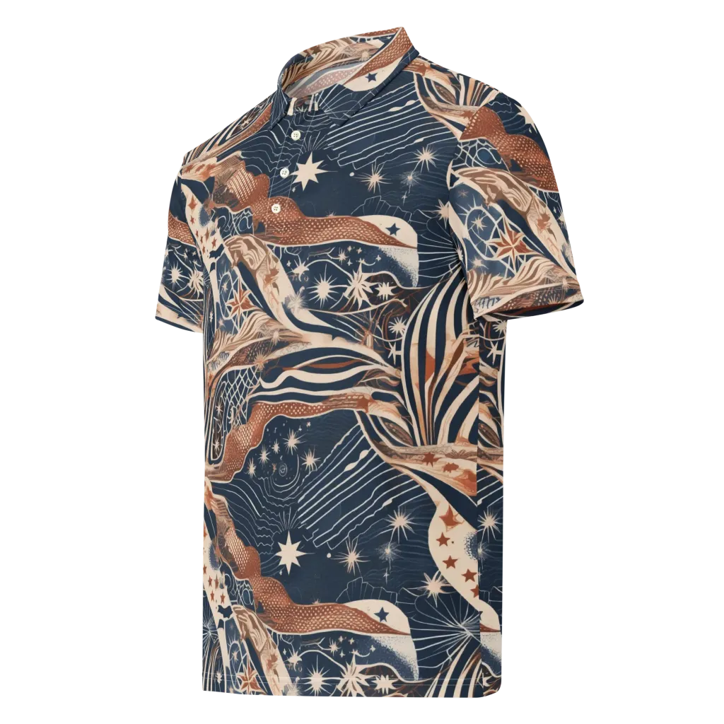 Midnight Meridian on Men's Slim Fit Polo Shirt — Left Front