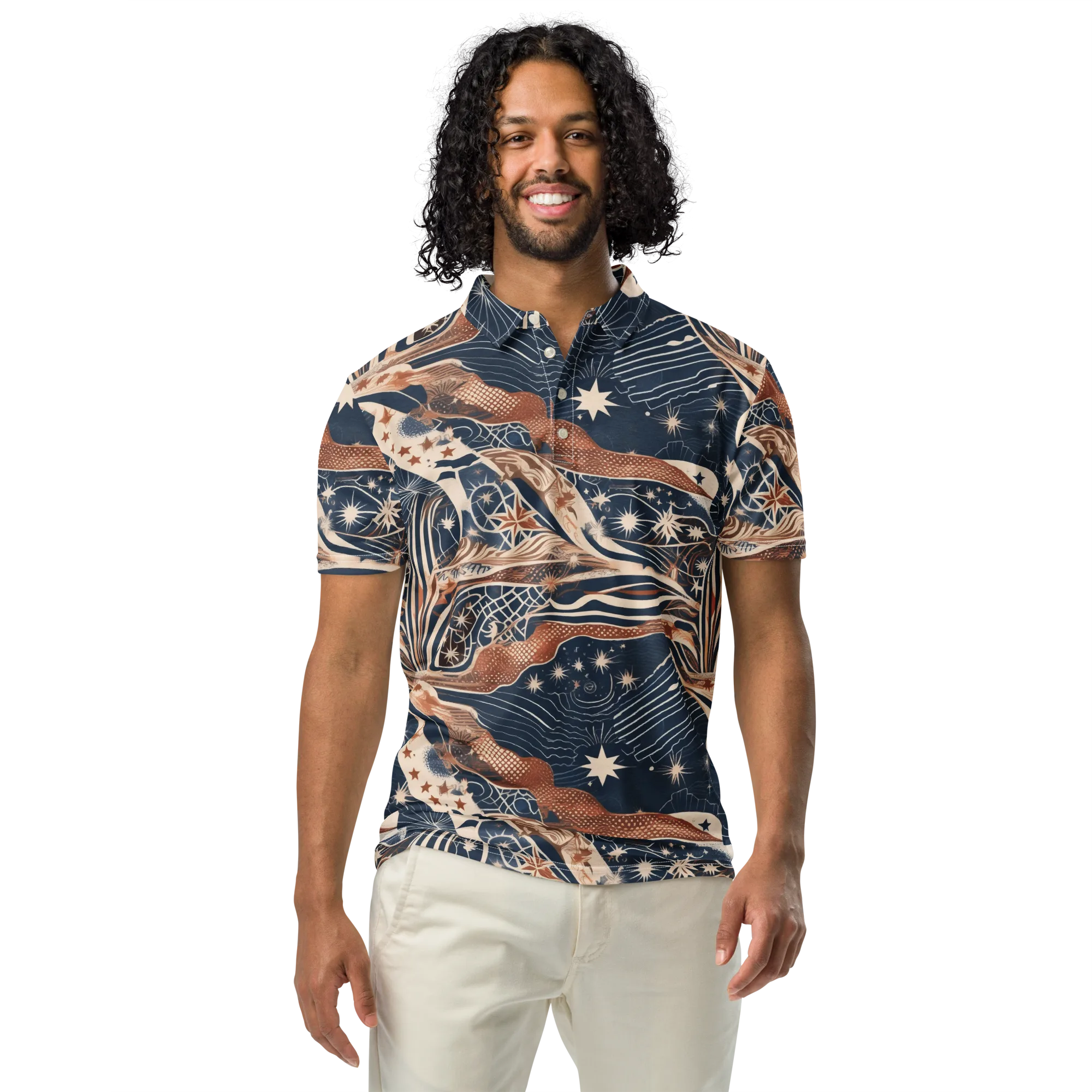 Midnight Meridian on Men's Slim Fit Polo Shirt — Front