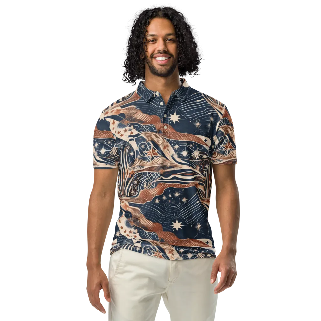 Midnight Meridian on Men's Slim Fit Polo Shirt — Front
