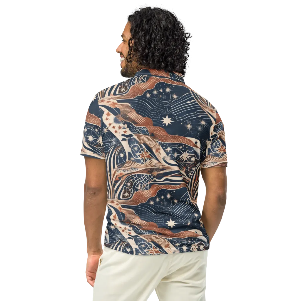 Midnight Meridian on Men's Slim Fit Polo Shirt — Back