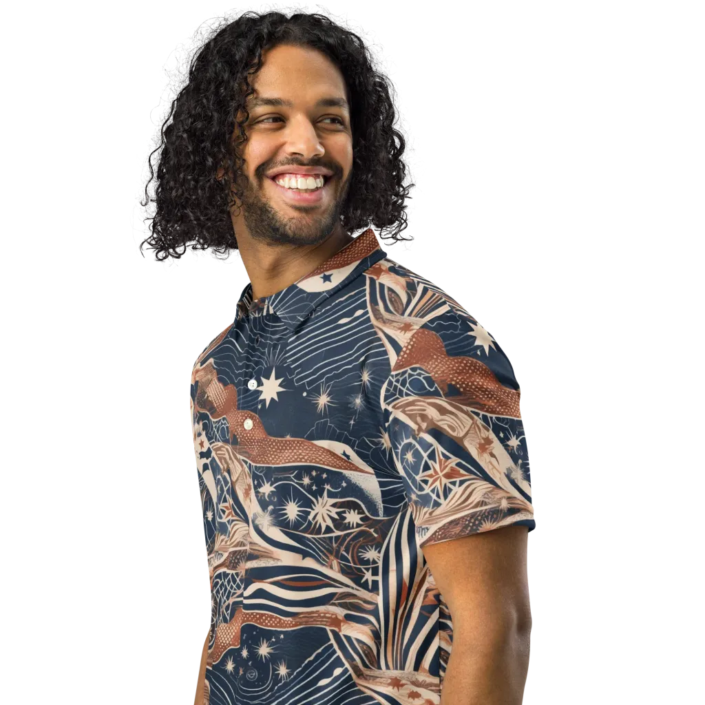 Midnight Meridian on Men's Slim Fit Polo Shirt — Left Front