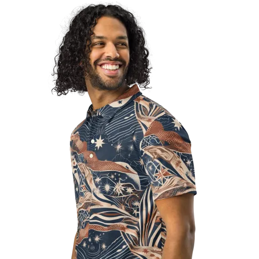 Midnight Meridian on a Men's Slim Fit Polo Shirt