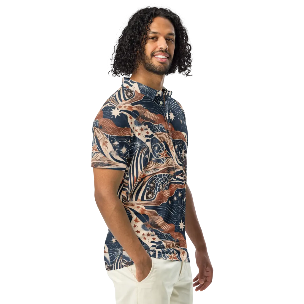 Midnight Meridian on Men's Slim Fit Polo Shirt — Right Front