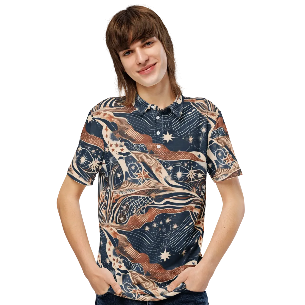 Midnight Meridian on Men's Slim Fit Polo Shirt — Front