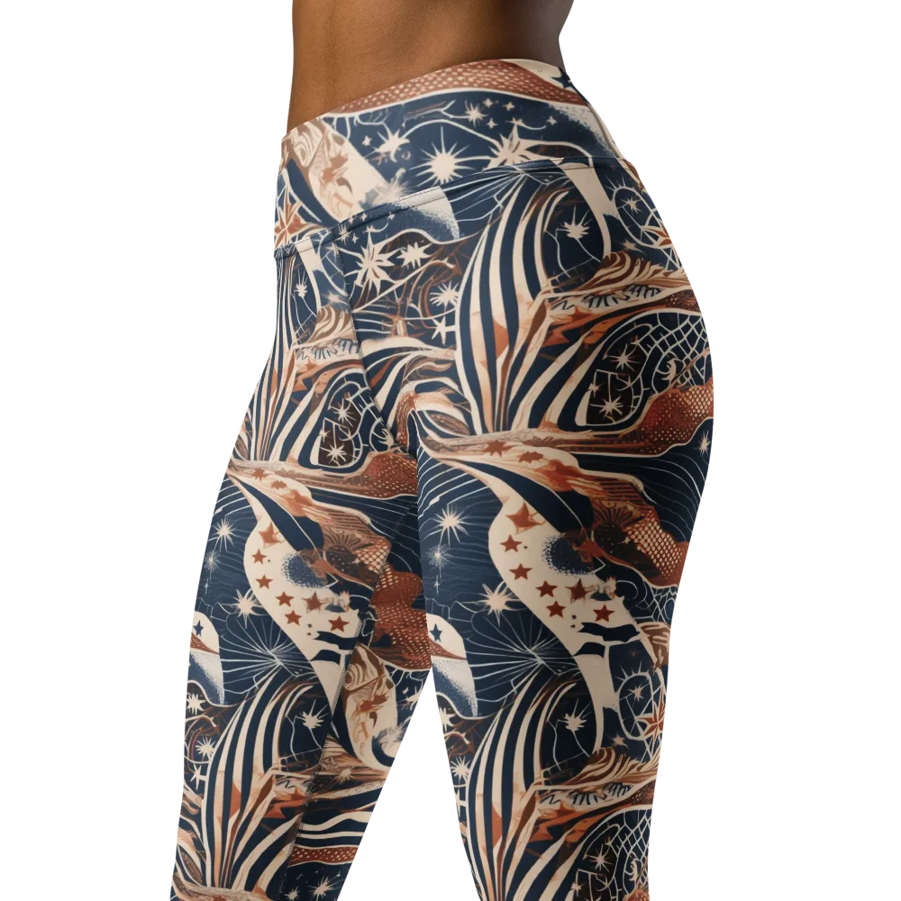 Midnight Meridian on Yoga Leggings — Left Front
