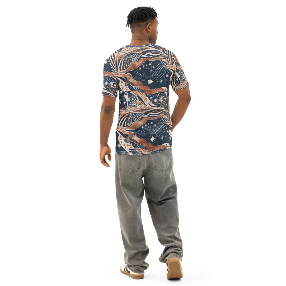 Midnight Meridian on Men's Cotton Crew Neck T-Shirt — Back