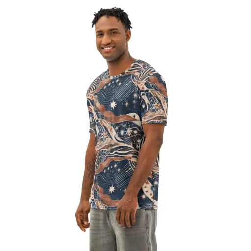 Midnight Meridian on a Men's Cotton Crew Neck T-Shirt