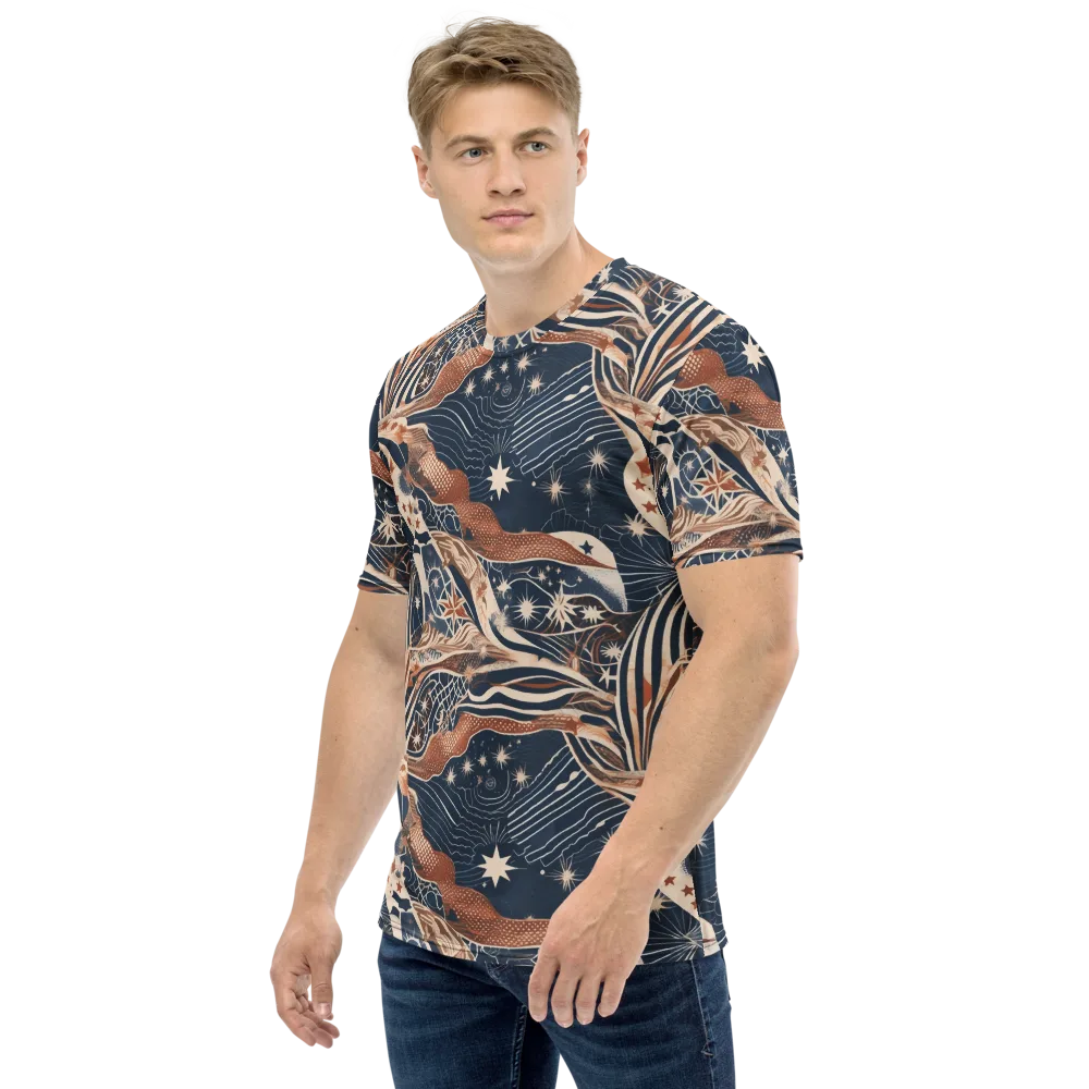 Midnight Meridian on Men's Crew Neck T-Shirt — Left