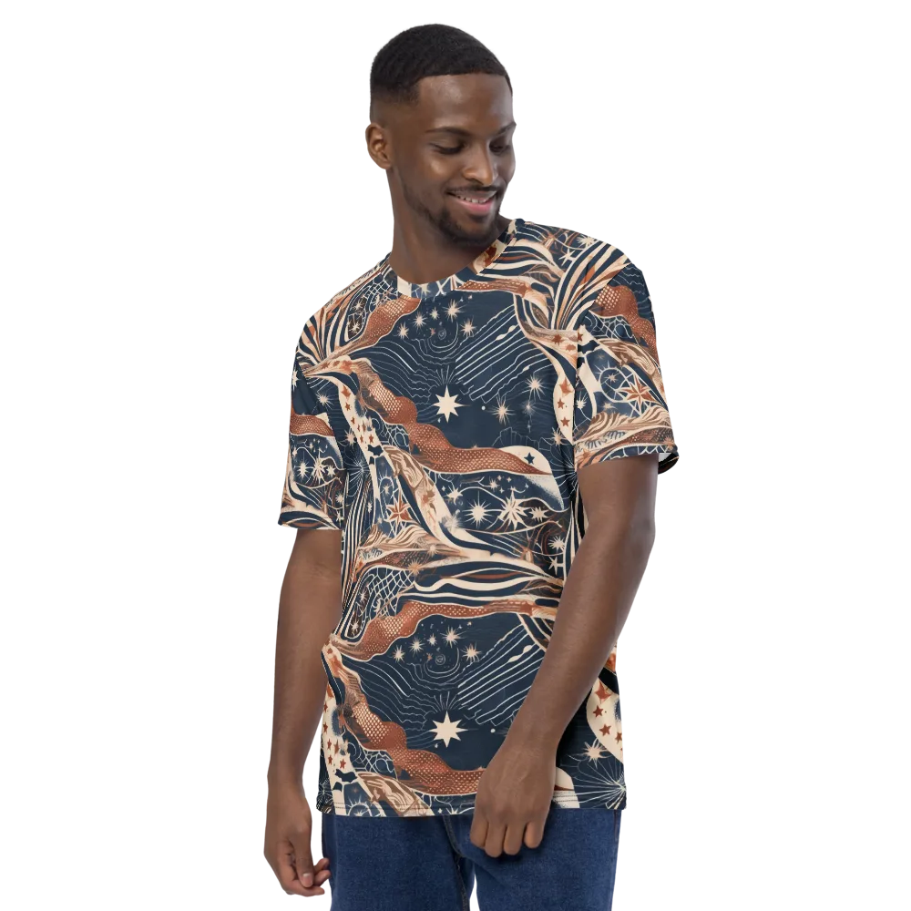 Midnight Meridian on Men's Crew Neck T-Shirt — Left