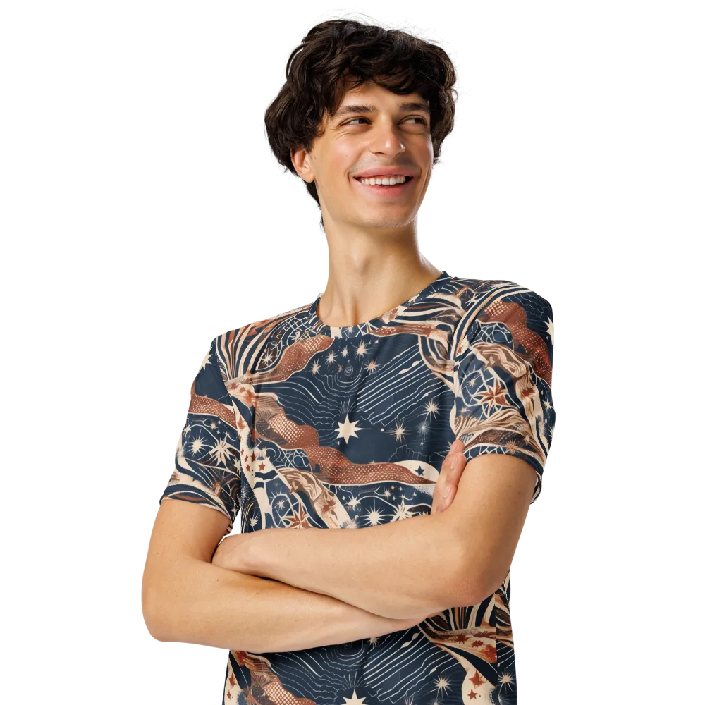 Midnight Meridian on Men's Crew Neck T-Shirt — Left Front