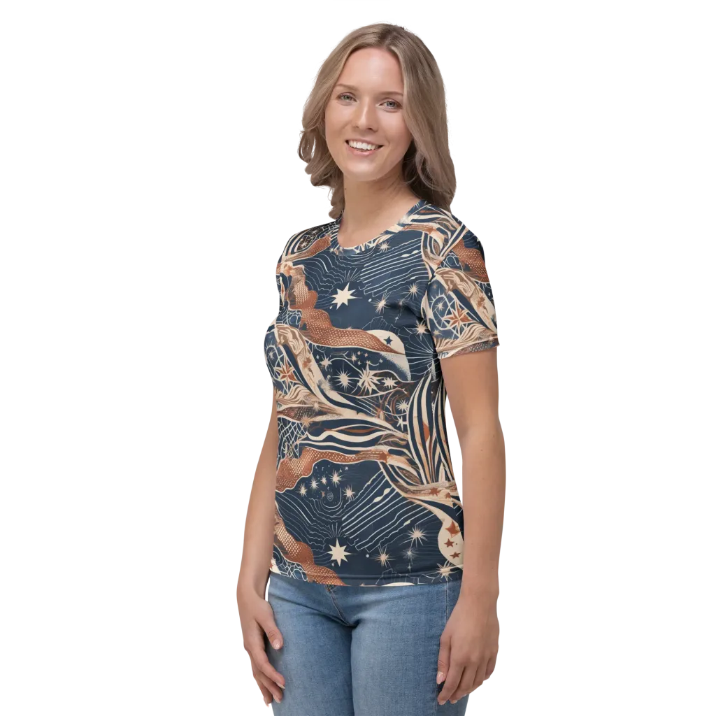 Midnight Meridian on Women's Crew Neck T-Shirt — Left