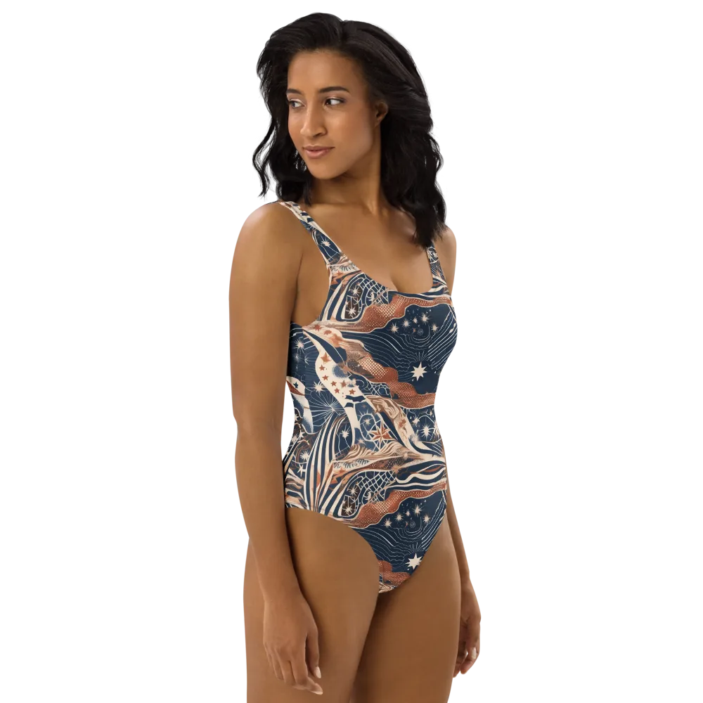 Midnight Meridian on One-Piece Swimsuit — Right