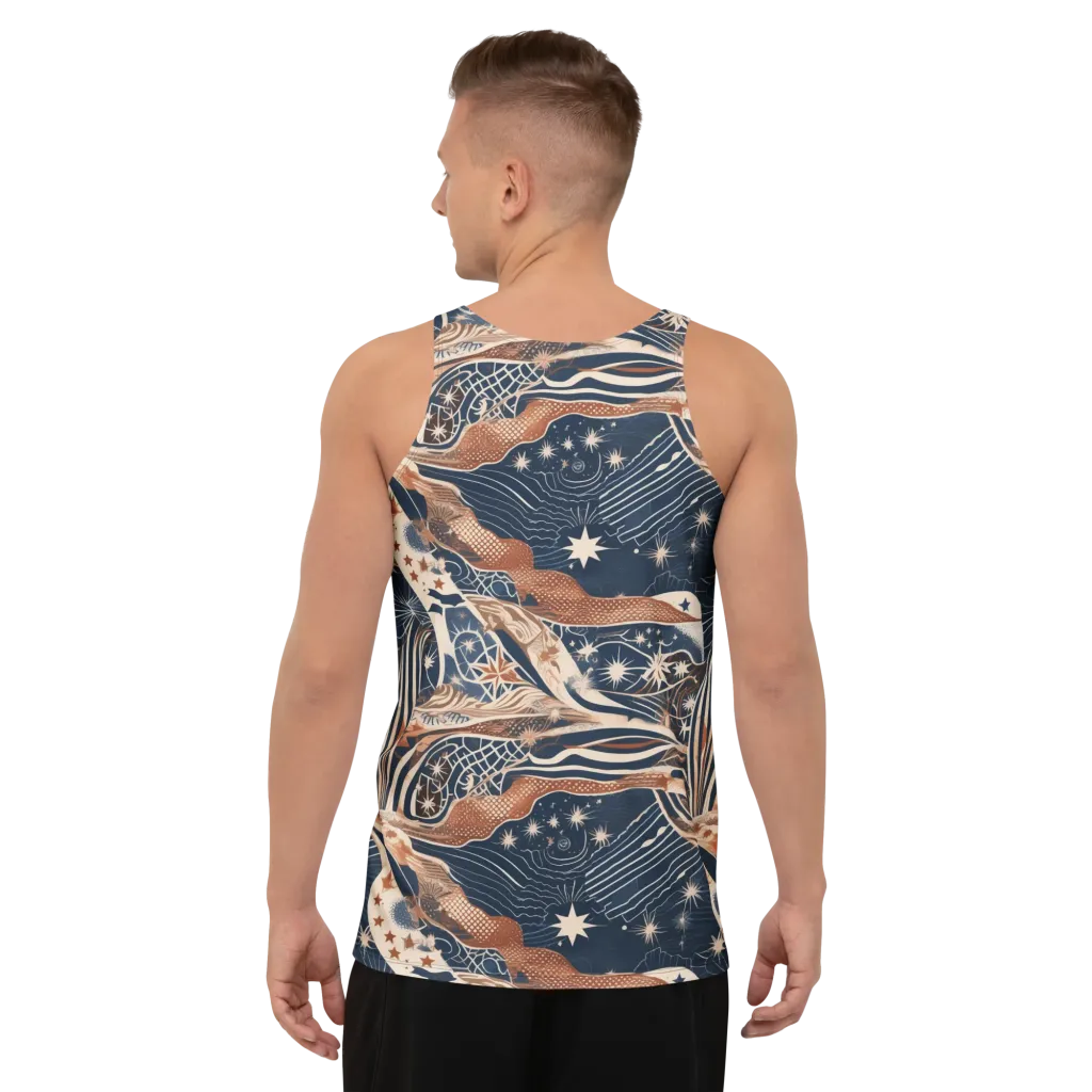 Midnight Meridian on Men's Tank Top — Back