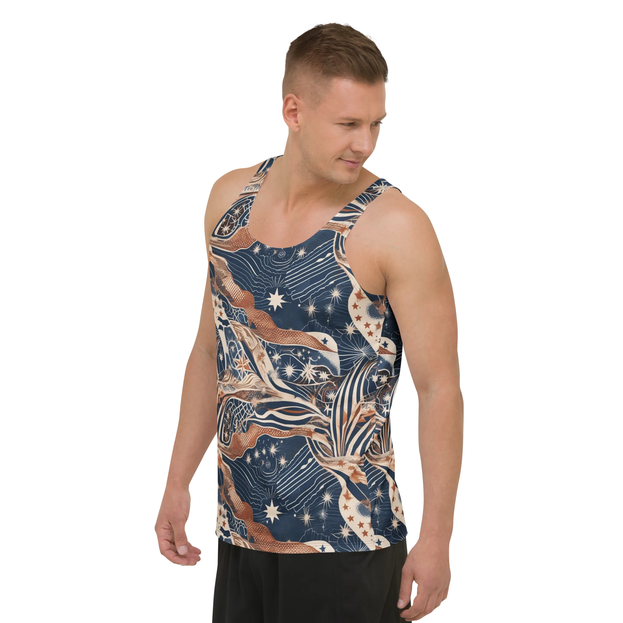 Midnight Meridian on Men's Tank Top — Left Front