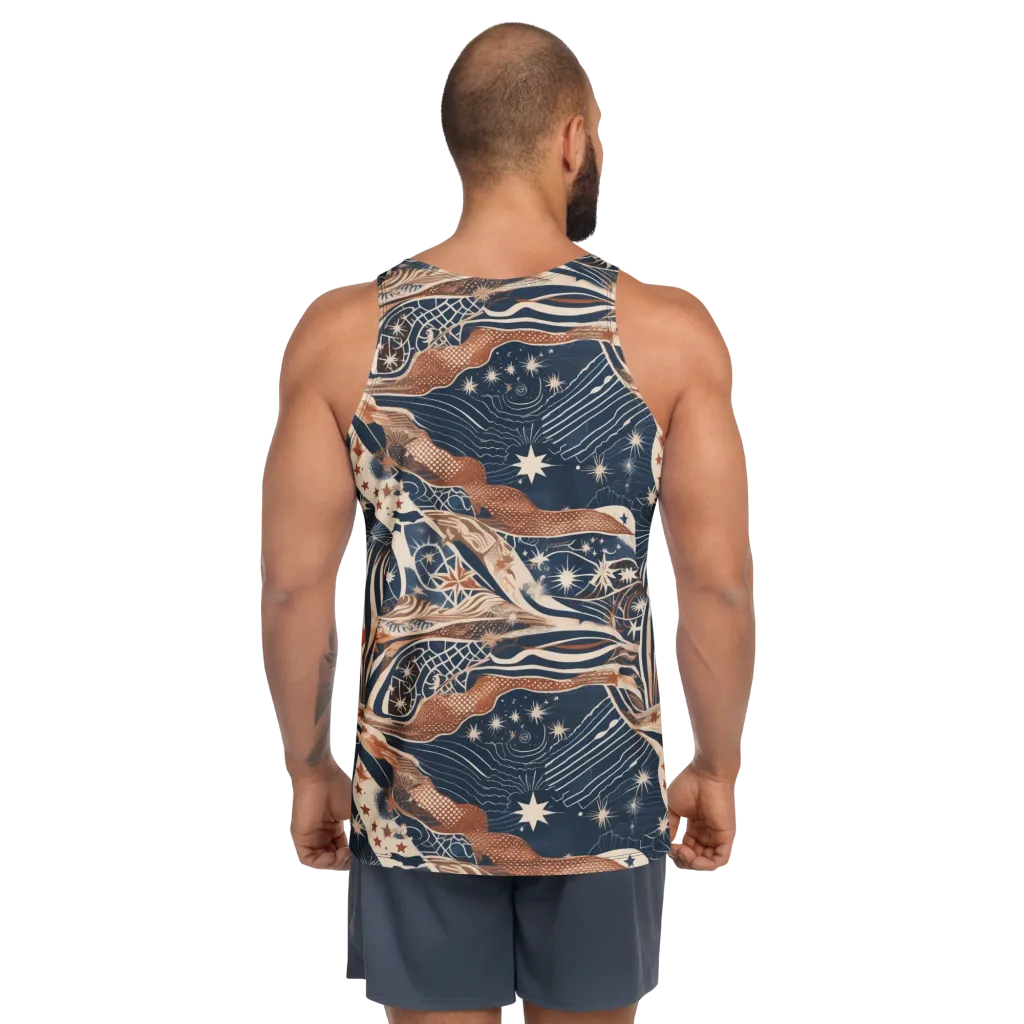 Midnight Meridian on Men's Tank Top — Back