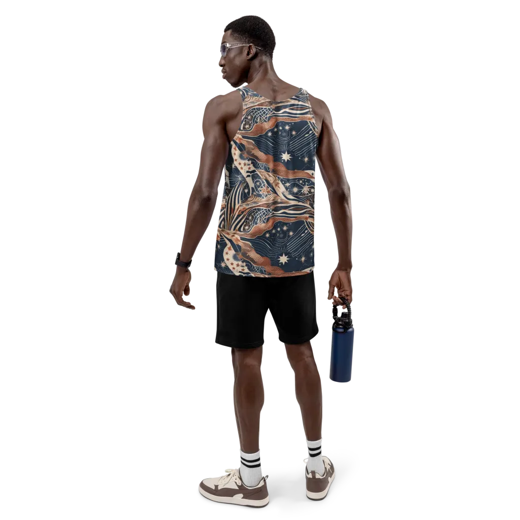 Midnight Meridian on Men's Tank Top — Back