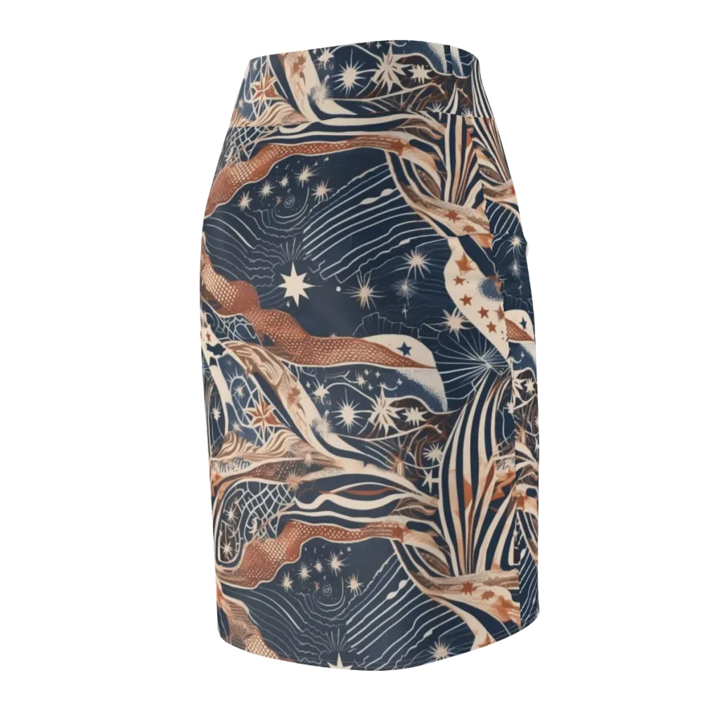 Midnight Meridian on Pencil Skirt — Back Side