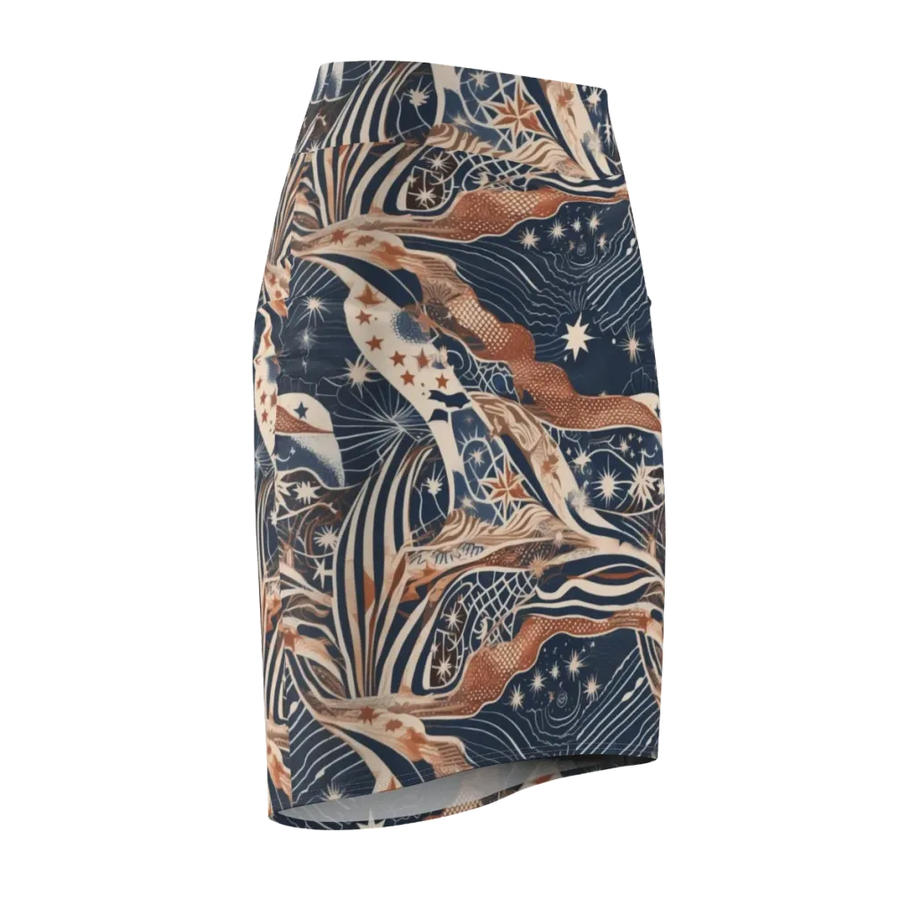 Midnight Meridian on Pencil Skirt — Front Side