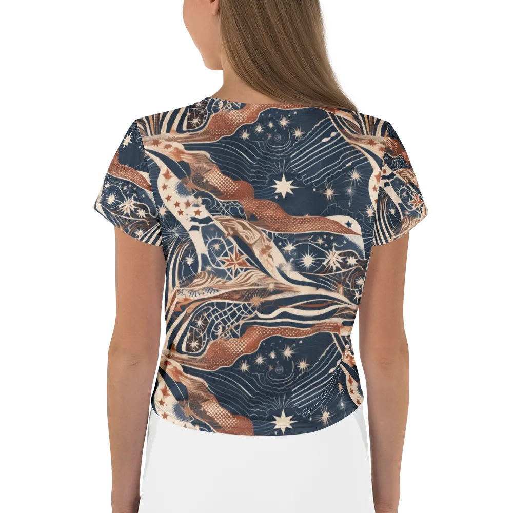 Midnight Meridian on Crop Tee — Back