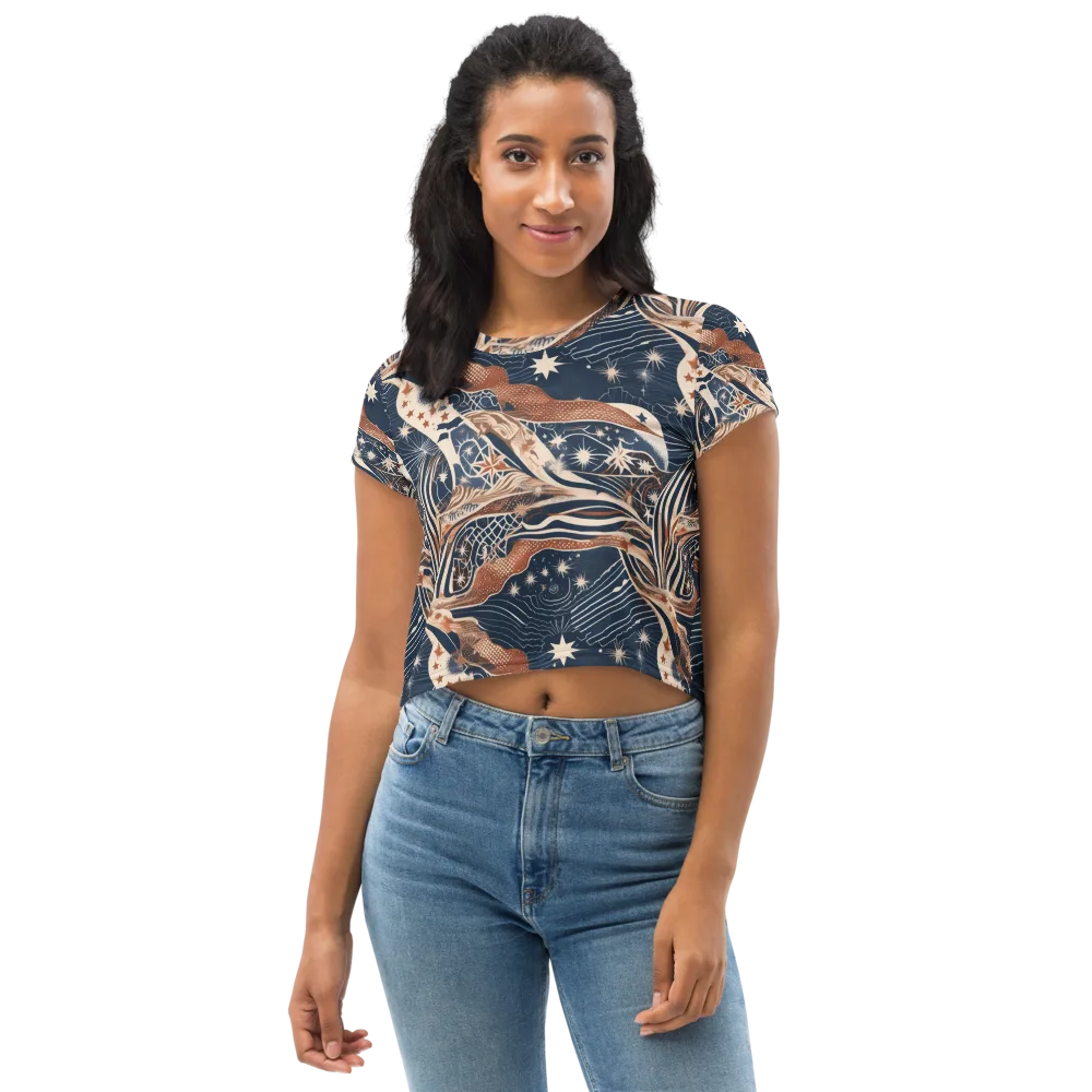 Midnight Meridian on Crop Tee — Front