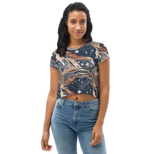 Midnight Meridian on a Crop Tee