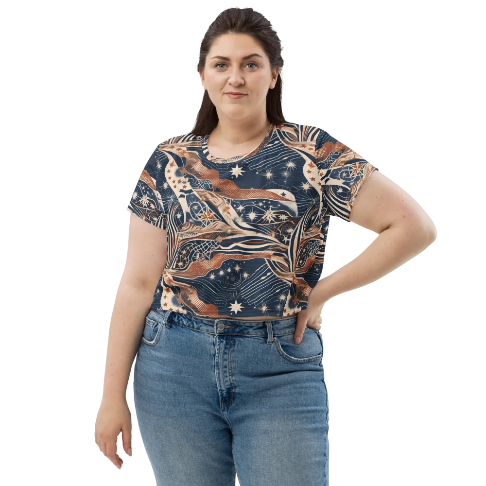 Midnight Meridian on Crop Tee — Front