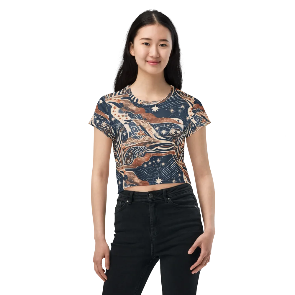 Midnight Meridian on Crop Tee — Front