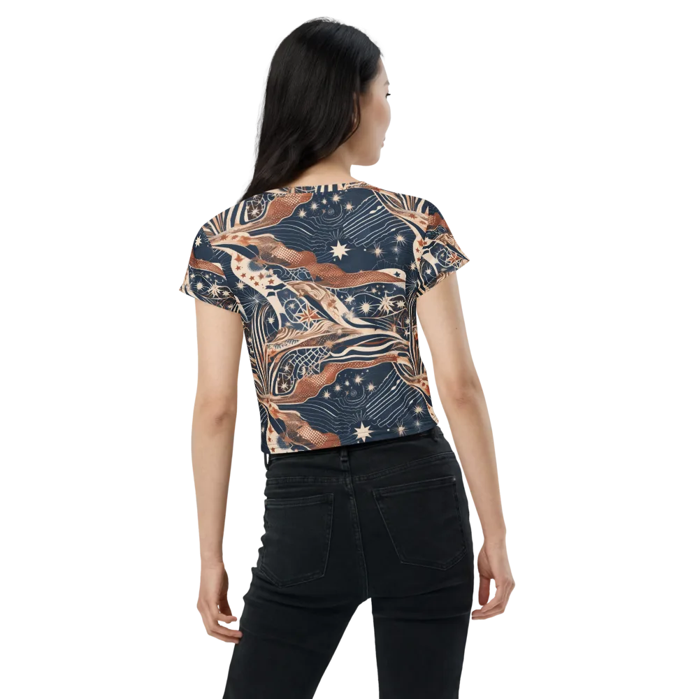 Midnight Meridian on Crop Tee — Back