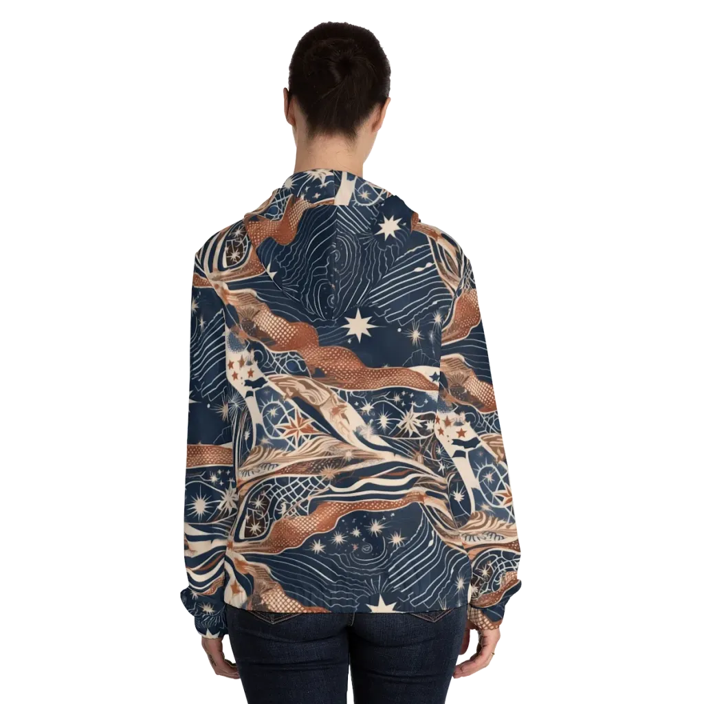 Midnight Meridian on Women's Full-Zip Hoodie — Back On Person