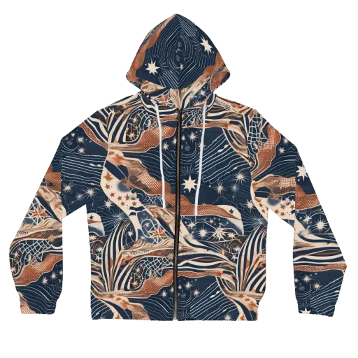 Midnight Meridian on a Women's Full-Zip Hoodie
