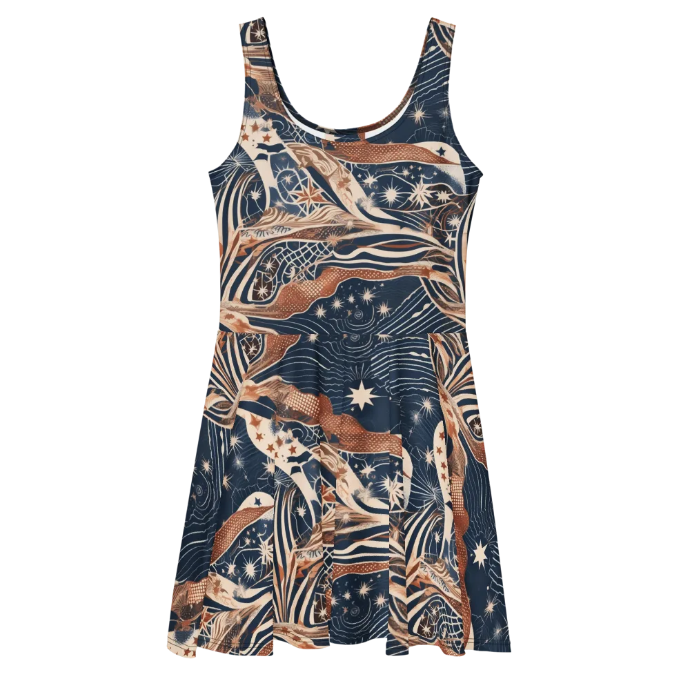 Midnight Meridian on Skater Dress — Front