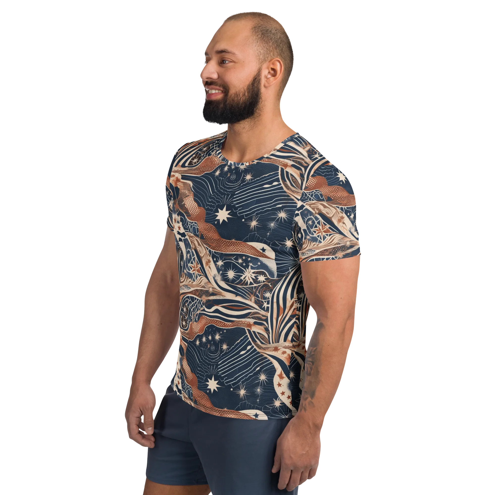 Midnight Meridian on Men's Athletic T-Shirt — Left